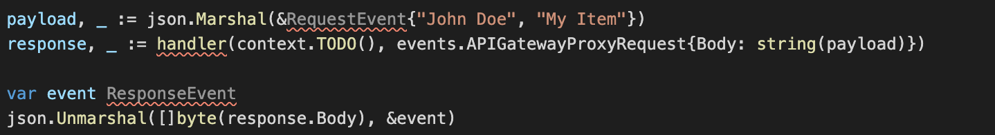How to use AWS SAM with Go in Visual Studio Code 2 Sample code of the unit test without workspace